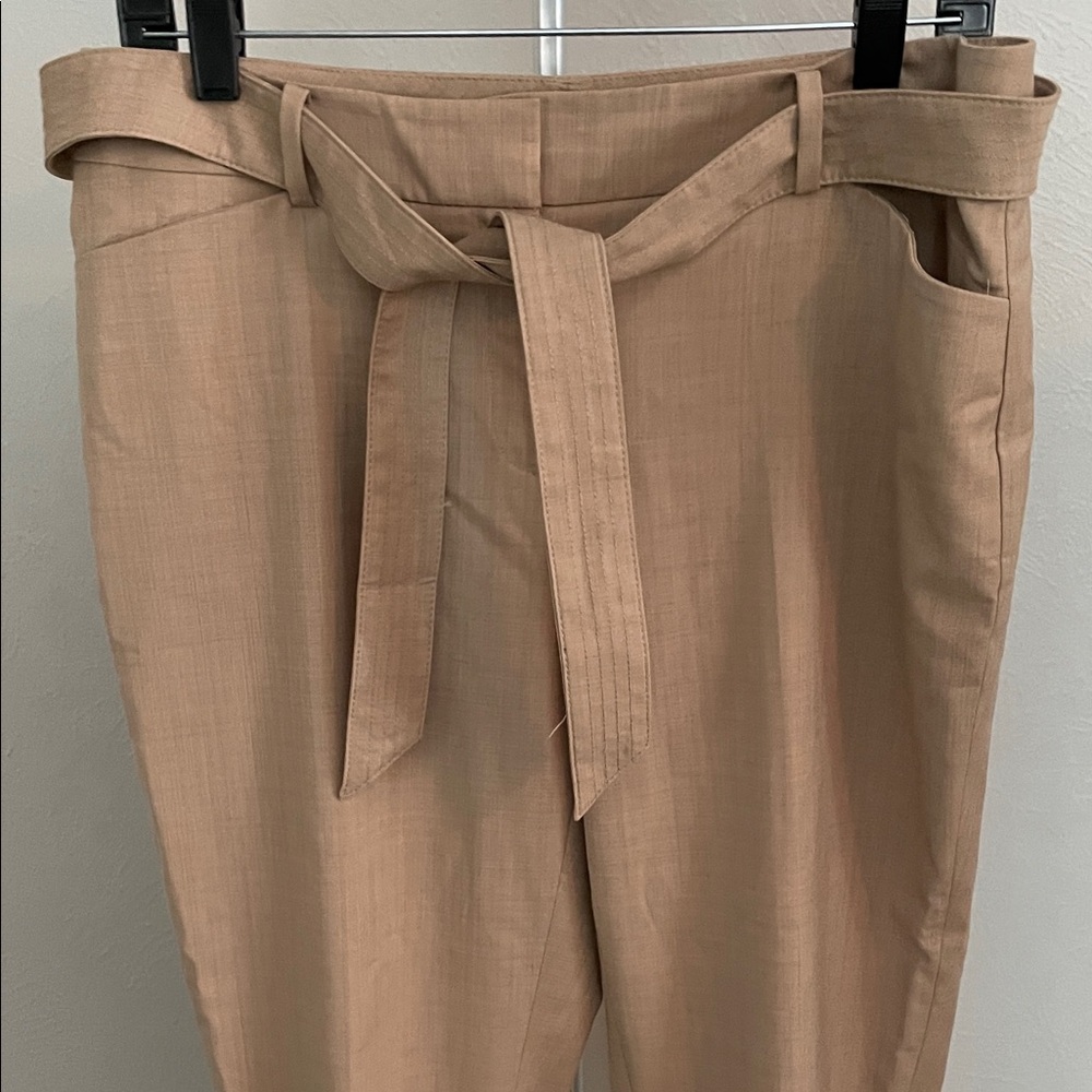 White House Black Market Tan Belted Trousers - Picture 2 of 5